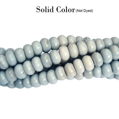 RONDEL SHAPE' 6X8 MM' PLAIN SMOOTH SURFACE 16 INCHES LONG' 84-86 PIECES' ORIGINAL COLOR' NOT DYED GLASS BEADS SOLD BY PER LINE PACK