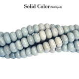 RONDEL SHAPE' 6X8 MM' PLAIN SMOOTH SURFACE 16 INCHES LONG' 84-86 PIECES' ORIGINAL COLOR' NOT DYED GLASS BEADS SOLD BY PER LINE PACK