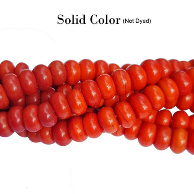 RONDEL SHAPE' 6X8 MM' PLAIN SMOOTH SURFACE 16 INCHES LONG' 84-86 PIECES' ORIGINAL COLOR' NOT DYED GLASS BEADS SOLD BY PER LINE PACK