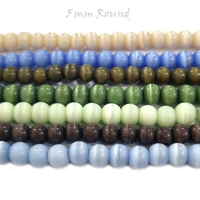 5mm, Monalisa Beads, 7 Colors, Round Cats eye beads for Jewelry making