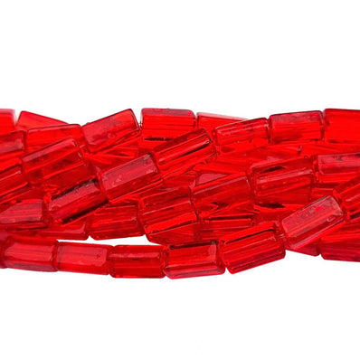 1 String/Line Crystal Fire Polished Glass Beads Cube Shape Red Color