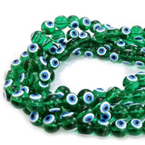 Green Transparent 8 MM ROUND ' SUPER FINE QUALITY EVIL EYE GLASS CRYSTAL BEADS SOLD BY PER LIN PACK' APPROX PIECES 47-48 BEADS