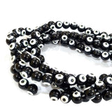 Black COLOR' 8 MM ROUND ' SUPER FINE QUALITY EVIL EYE GLASS CRYSTAL BEADS SOLD BY PER LIN PACK' APPROX PIECES 47-48 BEADS