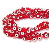Red Transparent ' 8 MM ROUND ' SUPER FINE QUALITY EVIL EYE GLASS CRYSTAL BEADS SOLD BY PER LIN PACK' APPROX PIECES 47-48 BEADS