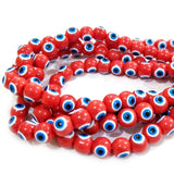 Red 8 MM ROUND ' SUPER FINE QUALITY EVIL EYE GLASS CRYSTAL BEADS SOLD BY PER LIN PACK' APPROX PIECES 47-48 BEADS