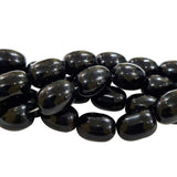 Per Line Black, Oval Dholki Shape Solid Color Glass Beads Imported in size about 10x13mm