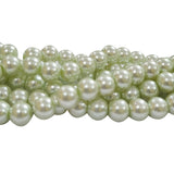 8mm, Pale Green very light Round, GLASS PEARL ROUND BEAD STRANDS HIGH QUALITY TRIPLE QUOTED , APPROX 114 PCS, (Long STRANDS LINE) APPROX 32 INCHES