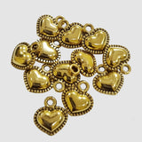 20 PIECES PACK' Approx 12mm Gold OXIDIZED Heart  CHARMS