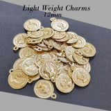 100 Pcs Light weight Silver charms for jewelry adornment  in size about 12mm