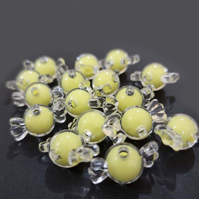 25 PCS PKG. CANDY BEADS FINE QUALITY OF ACRYLIC MATERIAL FOR JEWELRY MAKING, Yellow COLOR