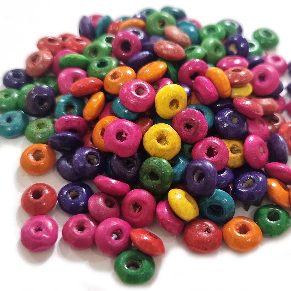 630+ Beads Small disc Wooden multi color beads size about 8mm