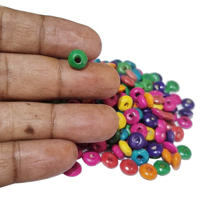 630+ Beads Small disc Wooden multi color beads size about 8mm