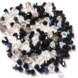 50 Grams Pkg. Faceted B-Cone Black and White Mix, size encluded as 4mm to 8mm