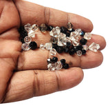 50 Grams Pkg. Faceted B-Cone Black and White Mix, size encluded as 4mm to 8mm