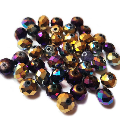 100 Pcs Pkg. Big Size Faceted Rondelle Shapes Mix Metallic Crystal Beads, size encluded as 10mm