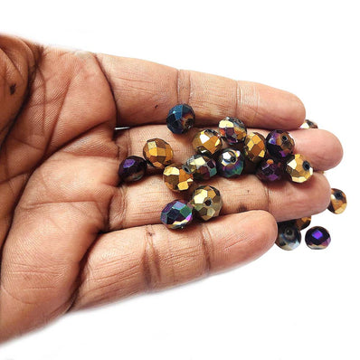 100 Pcs Pkg. Big Size Faceted Rondelle Shapes Mix Metallic Crystal Beads, size encluded as 10mm
