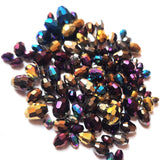 50 Grams Pkg. Faceted Drop Shapes Mix Metallic Crystal Beads, Size encluded as 5x7mm, 8x12mm, 10x15mm and some 3x5mm
