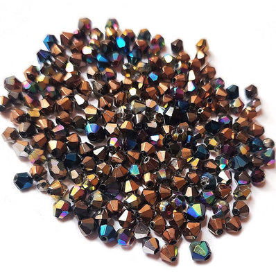 50 Grams Pkg. Metallic Faceted Bi-Cone Black and White Mix, size encluded as 4mm