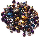 50 Grams Pkg. Faceted Oval Shapes Mix Metallic Crystal Beads, Size encluded as 5x7mm, 8x12mm, 10x15mm and some 3x5mm