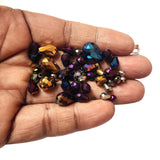 50 Grams Pkg. Faceted Oval Shapes Mix Metallic Crystal Beads, Size encluded as 5x7mm, 8x12mm, 10x15mm and some 3x5mm