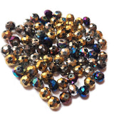 50 Grams Pkg. Faceted Rondelle Shapes Mix Metallic Crystal Beads in size about 6mm
