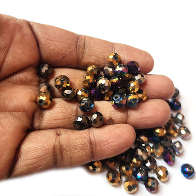 50 Grams Pkg. Faceted Rondelle Shapes Mix Metallic Crystal Beads in size about 8mm