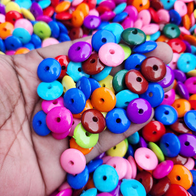 50 GRAMS PACK' 15x4 MM APPROX SIZE' SUPER FINE QUALITY MIX PACK OF DISC SPACER ACRYLIC BEADS