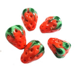 4 Pcs Pack, strawberry beads handmade lampwork glass beads