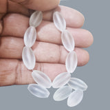 8x16mm Frosted clear glass oval Dholki Czech pressed beads matte finish, 30Pc Loose