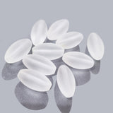 8x16mm Frosted clear glass oval Dholki Czech pressed beads matte finish, 30Pc Loose