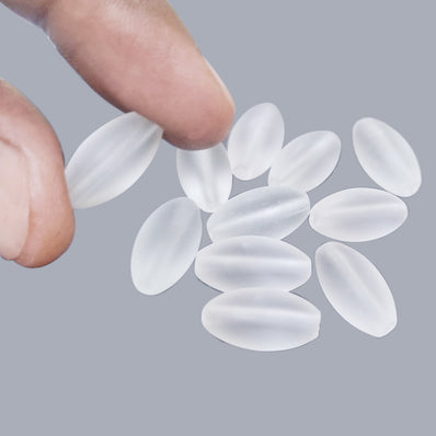 8x16mm Frosted clear glass oval Dholki Czech pressed beads matte finish, 30Pc Loose