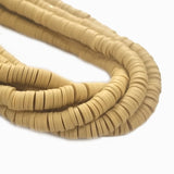 Camel COLOR PER STRAND/LINE 6MM WASHER FIMO CANDIES DESIGNER RUBBER BEADS POLYMER CLAY BEADS FOR CRAFT AND JEWELRY MAKING, APPROX 350 BEADS IN A LINE, ONE LINE HAS ABOUT 14.5 INCHES LONG