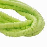 Green COLOR PER STRAND/LINE 6MM WASHER FIMO CANDIES DESIGNER RUBBER BEADS POLYMER CLAY BEADS FOR CRAFT AND JEWELRY MAKING, APPROX 350 BEADS IN A LINE, ONE LINE HAS ABOUT 14.5 INCHES LONG