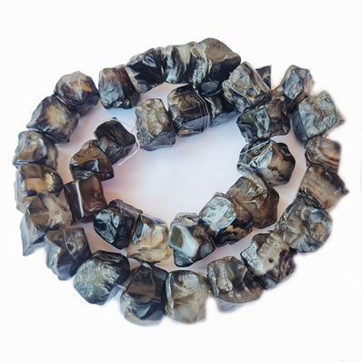 Black Rutile Rough Nugget Natural Beads, Sold Per Line  Approx 15 Beads.