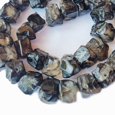 Black Rutile Rough Nugget Natural Beads, Sold Per Line  Approx 15 Beads.