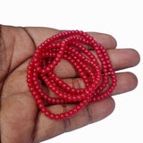 2 size choice, 2 STRANDS/ LINES, 4MM & 3mm Red ROUND IMITATION JADE GLASS BEADS STRANDS, HOLE: 1.1~1.3MM, ABOUT 400PCS/STRAND, 31.4INCHES NO RETURN OR EXCHANGE DUE TO SPRAY PAINTED BAKED BEADS