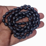 6x8mm Oval black glass pearl beads sugared 32 inches long line