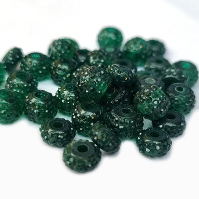 50 PCS PKG. 6mm Green RESIN RHINESTONE BEADS FOR JEWELRY MAKING