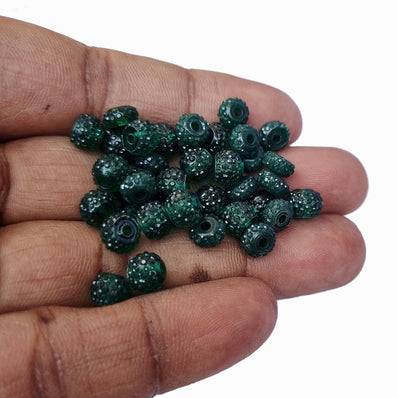 50 PCS PKG. 6mm Green RESIN RHINESTONE BEADS FOR JEWELRY MAKING