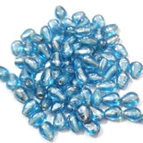140+ Beads, Loose, Blue Luster small flat drop shape glass glass beads for jewelry making