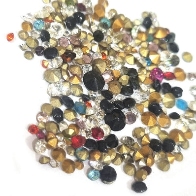 25 Grams Pkg. Mix Glass Chatons Stones machine cut