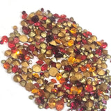 25 Grams Pkg. Mix Glass Chatons Stones machine cut, red tone