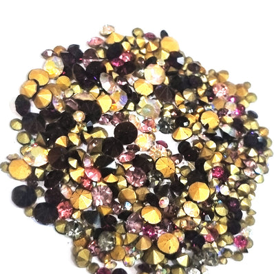 25 Grams Pkg. Mix Glass Chatons Stones machine cut, Purple tone