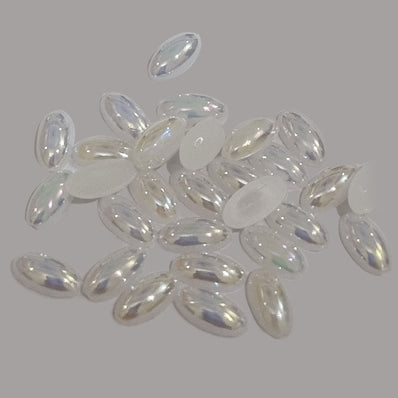 500PCS PKG. 8x4MM Oval PEARLISH White COLOR ACRYLIC STONE