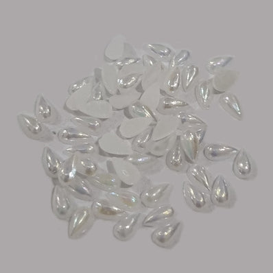 500PCS PKG. 3X5MM ROUND PEARLISH White  COLOR ACRYLIC STONE