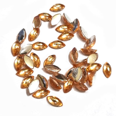 1440 PCS BOAT SHAPE ACRYLIC RHINESTONES FLAT Golden color APPROX SIZE 6x3mm
