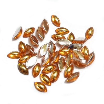 1440 PCS BOAT SHAPE ACRYLIC RHINESTONES FLAT Golden color APPROX SIZE 6x3mm