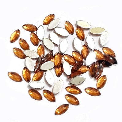 1440 PCS BOAT SHAPE ACRYLIC RHINESTONES FLAT Brown COLOR APPROX SIZE 6X3MM