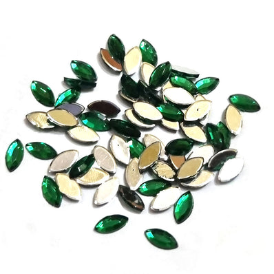 1440 PCS BOAT SHAPE ACRYLIC RHINESTONES FLAT green COLOR APPROX SIZE 6X3MM