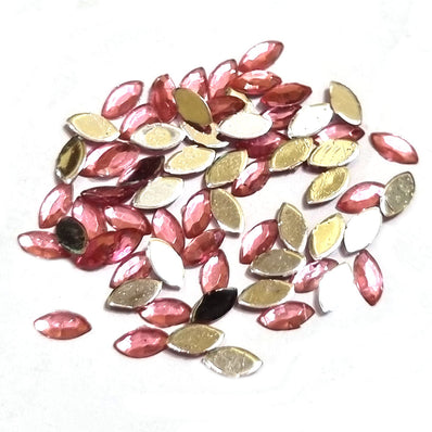 1440 PCS BOAT SHAPE ACRYLIC RHINESTONES FLAT Pink COLOR APPROX SIZE 6X3MM